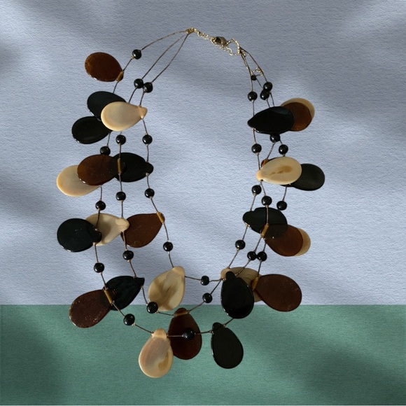 Bohemian Black and Cream Necklace - Picture 5 of 6